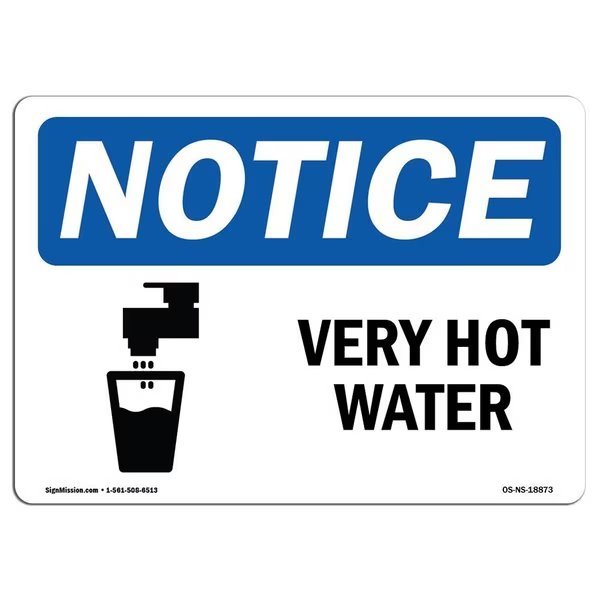 OSHA Sign, Very Hot Water With Symbol, 7in X 5in Decal, 7